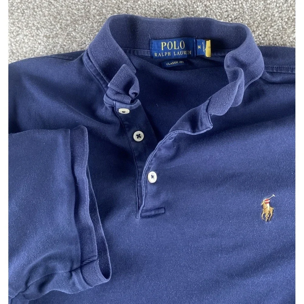 Polo Ralph Lauren Soft Cotton Polo Dark Blue Mens M Classic Flesh Pony Preppy